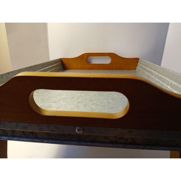 Better Homes & Garden Galvanized Steel Rectangular Serving Tray Wood Hand/legs - Picture 8 of 16